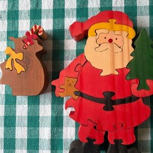 Vintage Dept 56 Wood Santa Table Puzzle